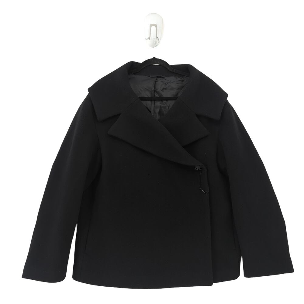 Toteme Women EU 40 US L 8 Felt Wrap Jacket Black Wool Blend Oversized Collared